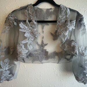 Silver mesh tulle shrug